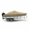 Eevelle Boat Cover BAY BOAT Rounded Bow, Low or No Bow Rails, Outboard Fits 18ft 6in L up to 96in W Khaki SFCCB1896B-KHA